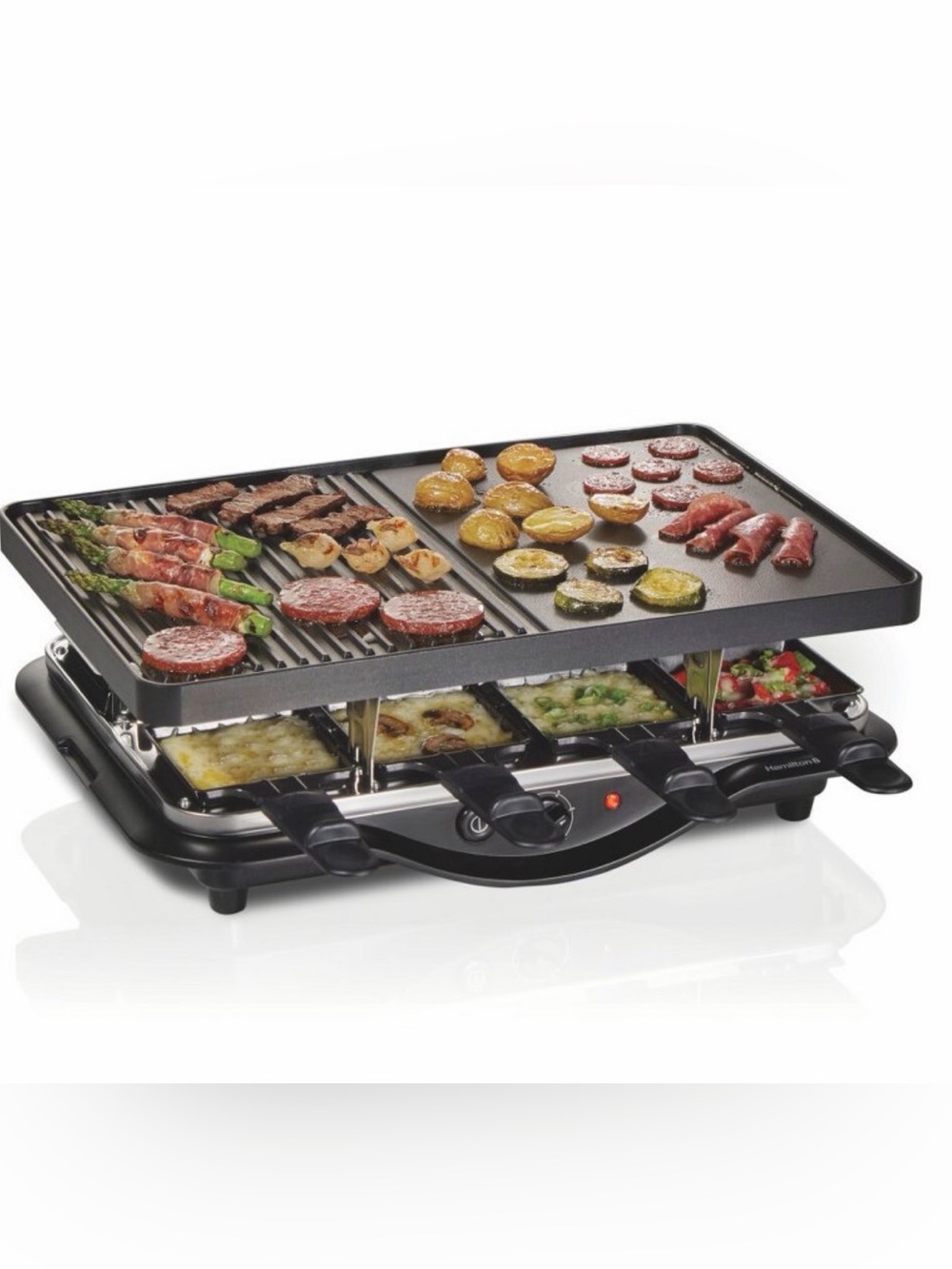 Hamilton Beach Raclette Party Grill Electric 1200W Nonstick Grill/Griddle EUC